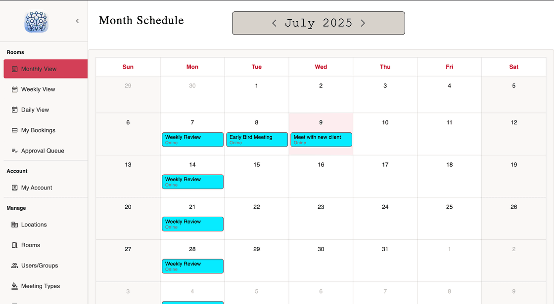 Room-Sync scheduling interface