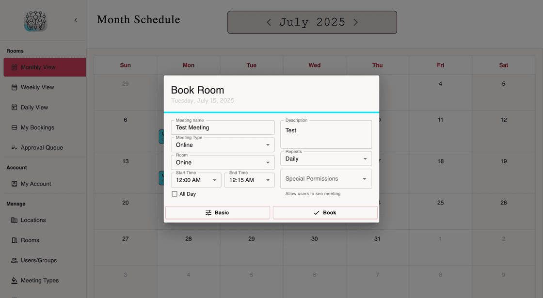 Room-Sync, a second view of the schedule